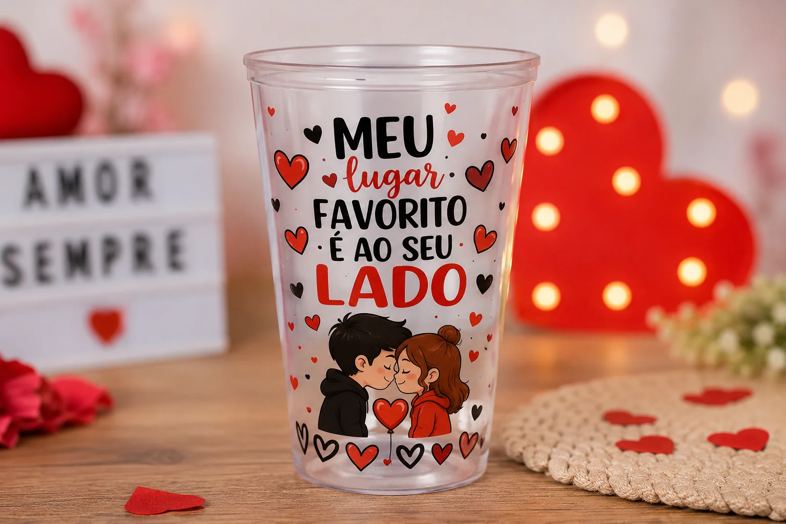 Arte romantica para adesivo Dia dos Namorados
