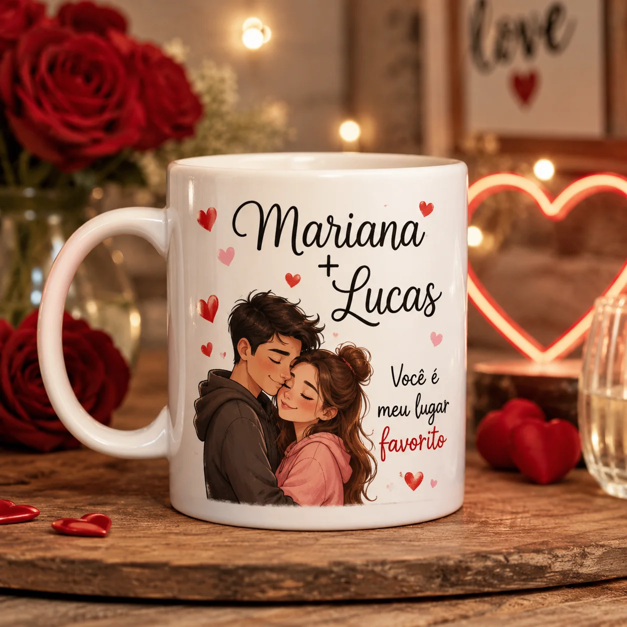 Arte romantica para adesivo Dia dos Namorados