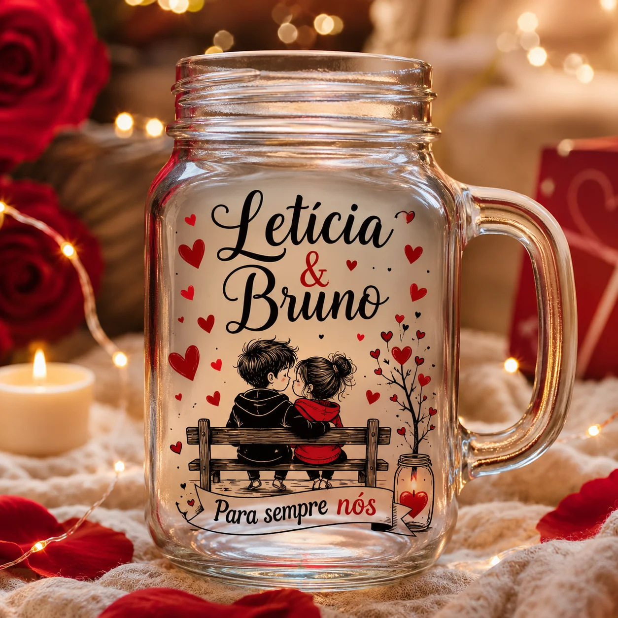 Arte romantica para adesivo Dia dos Namorados